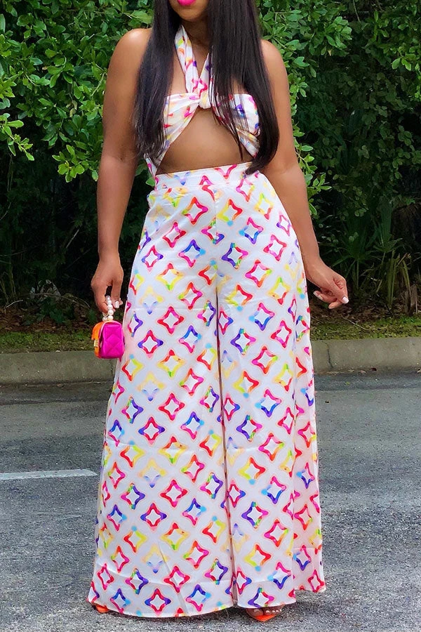 Star Print Smart Tie Front Wide Leg Jumpsuit 3 Star Print Smart Tie Front Wide Leg Jumpsuit - Image 3