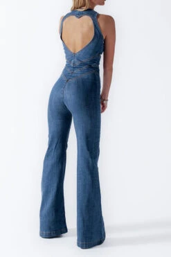 Solid Color Urban Open Back Denim Jumpsuit 8 Solid Color Urban Open Back Denim Jumpsuit -Clothing Outlet Store C23050867 BL 4
