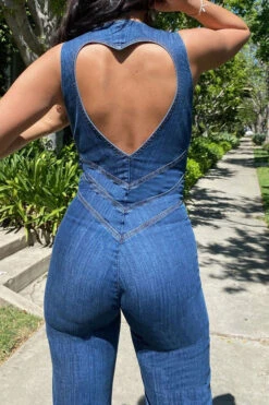 Solid Color Urban Open Back Denim Jumpsuit 9 Solid Color Urban Open Back Denim Jumpsuit -Clothing Outlet Store C23050867 BL 5