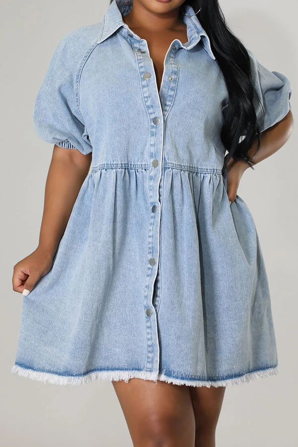 Gradient Urban Button Down Denim Mini Dress 1 Gradient Urban Button Down Denim Mini Dress