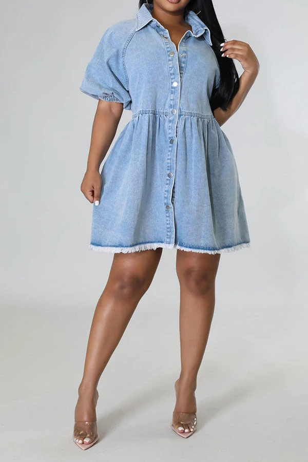 Gradient Urban Button Down Denim Mini Dress 2 Gradient Urban Button Down Denim Mini Dress - Image 2