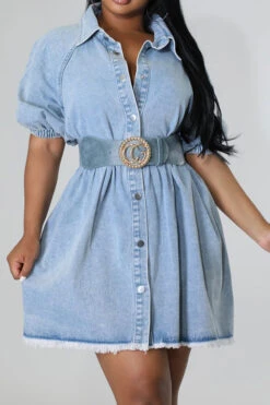 Gradient Urban Button Down Denim Mini Dress 8 Gradient Urban Button Down Denim Mini Dress -Clothing Outlet Store C23050874 BL 4
