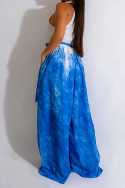 Tie Dye Pretty Belted Wide Leg Jumpsuit -Clothing Outlet Store C23051138 BL 2