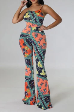 Tribal Print Feminine Micro Flared Jumpsuit