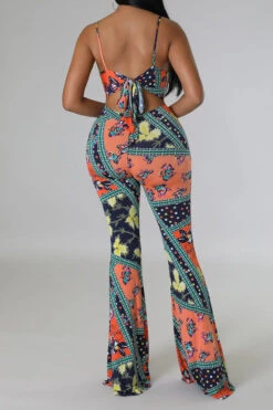 Tribal Print Feminine Micro Flared Jumpsuit -Clothing Outlet Store C23051163 RT 4