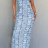 Denim Print Simple Bandeau Maxi Dress