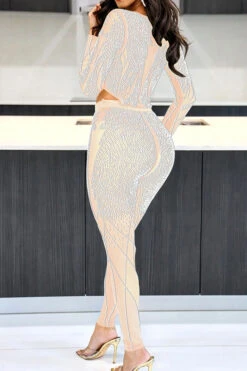 Rhinestone Patchwork Feminine Side Cutout Jumpsuit -Clothing Outlet Store C23051232 AP 2