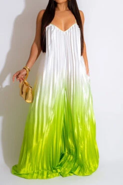 Gradient Striking Wide Leg Pleated Jumpsuit