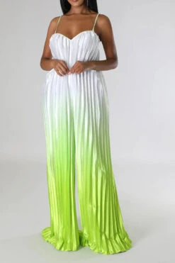 Gradient Striking Wide Leg Pleated Jumpsuit -Clothing Outlet Store C23051268 GR 3