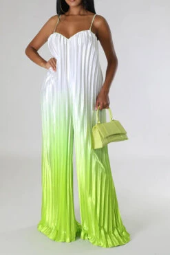 Gradient Striking Wide Leg Pleated Jumpsuit -Clothing Outlet Store C23051268 GR 5