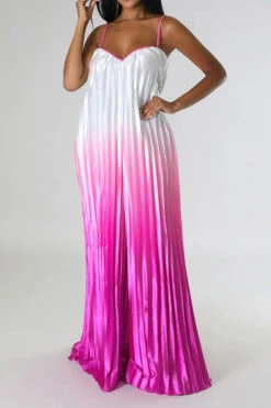 Gradient Striking Wide Leg Pleated Jumpsuit -Clothing Outlet Store C23051268 RR 3
