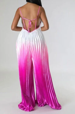 Gradient Striking Wide Leg Pleated Jumpsuit -Clothing Outlet Store C23051268 RR 4