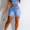 Denim Print Cool Lace-Up Irregular Pant Suit