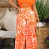Leaf Print Stunning Strappy Pant Suit
