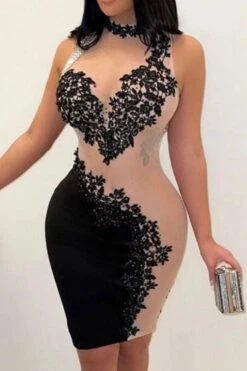 Lace Patchwork Flirty See-Through Mini Dress