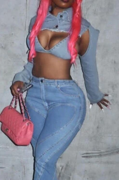 Solid Color Hot Irregular Denim Jacket 9 Solid Color Hot Irregular Denim Jacket -Clothing Outlet Store C23053160 BL 5