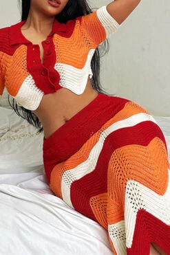 Chevron On-trend Irregular Knitted Dress Suit -Clothing Outlet Store C23053172 RE 3