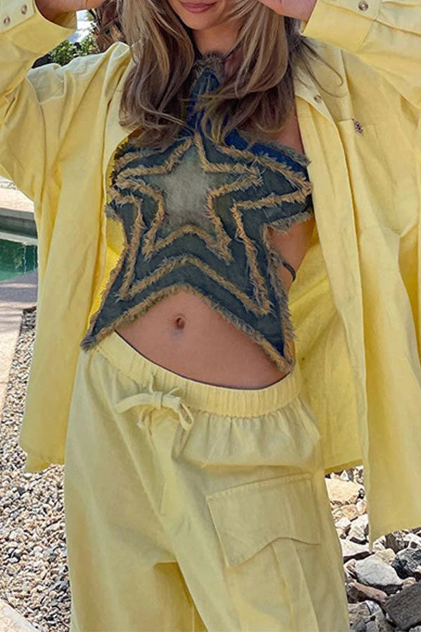 Gradient Whimsical Star Shape Denim Camisole 2 Gradient Whimsical Star Shape Denim Camisole - Image 2