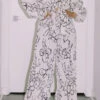 Graffiti Print Modern Lace-Up Jumpsuit