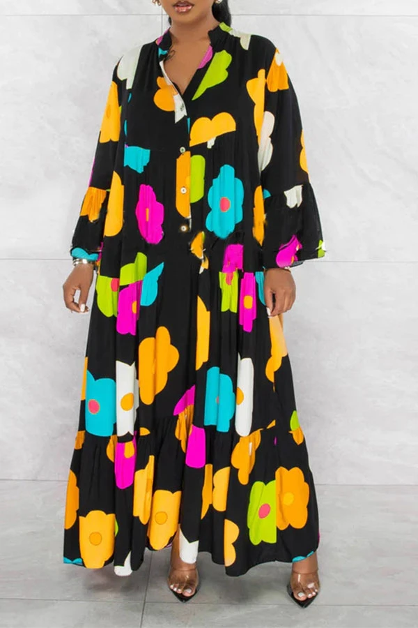 Floral Print Relaxed Tiered Midi Dress 7 Floral Print Relaxed Tiered Midi Dress - Image 7