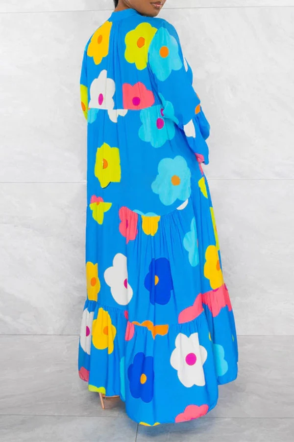 Floral Print Relaxed Tiered Midi Dress 5 Floral Print Relaxed Tiered Midi Dress - Image 5