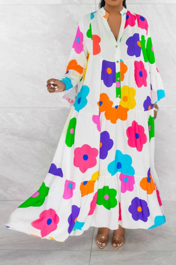 Floral Print Relaxed Tiered Midi Dress 1 Floral Print Relaxed Tiered Midi Dress