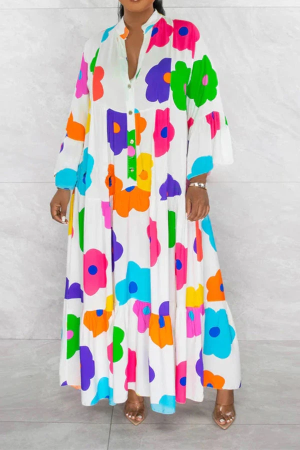 Floral Print Relaxed Tiered Midi Dress 2 Floral Print Relaxed Tiered Midi Dress - Image 2