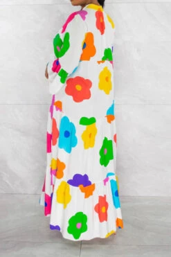 Floral Print Relaxed Tiered Midi Dress 10 Floral Print Relaxed Tiered Midi Dress -Clothing Outlet Store C23060930 WH 3