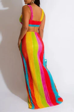 Rainbow Flattering High Split Dress Suit -Clothing Outlet Store C23060994 RE 2