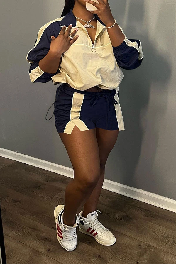 Color Block Sporty Drawstring Pant Suit 3 Color Block Sporty Drawstring Pant Suit - Image 3