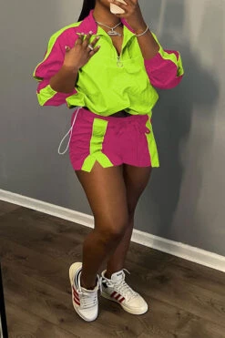 Color Block Sporty Drawstring Pant Suit 25 Color Block Sporty Drawstring Pant Suit -Clothing Outlet Store C23061275 GR 2