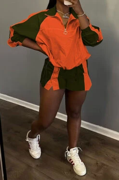 Color Block Sporty Drawstring Pant Suit 18 Color Block Sporty Drawstring Pant Suit -Clothing Outlet Store C23061275 OR 1