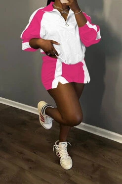 Color Block Sporty Drawstring Pant Suit 22 Color Block Sporty Drawstring Pant Suit -Clothing Outlet Store C23061275 WH 2