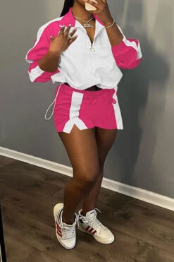 Color Block Sporty Drawstring Pant Suit 23 Color Block Sporty Drawstring Pant Suit -Clothing Outlet Store C23061275 WH 3