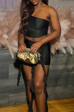 3D Flower Decor Rocking Ribbons Dress Suit -Clothing Outlet Store C23061284 BK 4