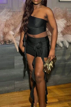 3D Flower Decor Rocking Ribbons Dress Suit -Clothing Outlet Store C23061284 BK 6