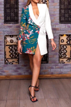 Floral Print Patchwork Elegant Mini Dress 11 Floral Print Patchwork Elegant Mini Dress -Clothing Outlet Store C23061566 WH 3