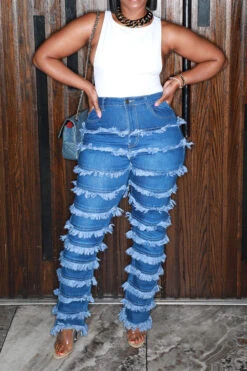 Solid Color Urban Burrs Patchwork Jeans