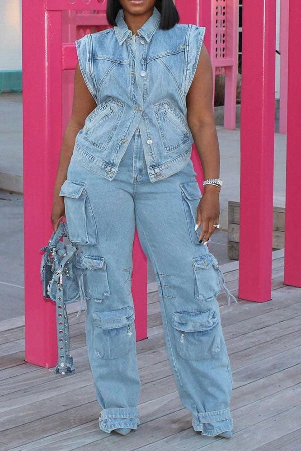 Patchwork Urban Button Thru Denim Gilet 1 Patchwork Urban Button Thru Denim Gilet