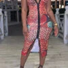 Graphic Print Undeniable Racerback Zipper Midi Dress