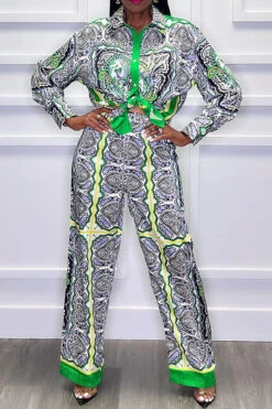 Paisley Print Patchwork Bohemia Pant Suit