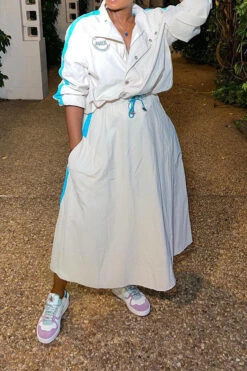 Letter Print On-trend Color Block Dress Suit