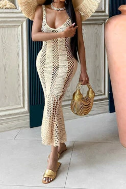 Hollow-Out Knitted Beachy Fishtail Beachwear 15 Hollow-Out Knitted Beachy Fishtail Beachwear -Clothing Outlet Store C23062598 AP 4