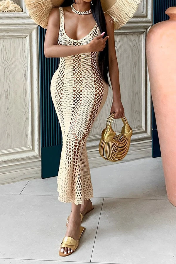 Hollow-Out Knitted Beachy Fishtail Beachwear 4 Hollow-Out Knitted Beachy Fishtail Beachwear - Image 4