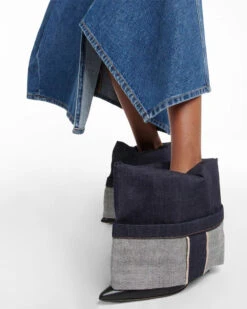 Unique Fold Over Ankle Denim Boots -Clothing Outlet Store C23062812 BK 3