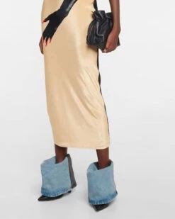 Unique Fold Over Ankle Denim Boots -Clothing Outlet Store C23062812 LB 2