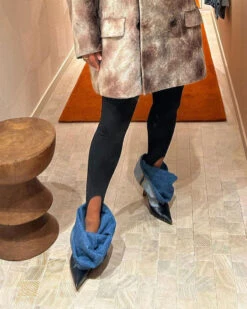 Unique Fold Over Ankle Denim Boots