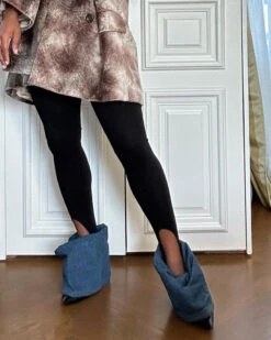 Unique Fold Over Ankle Denim Boots -Clothing Outlet Store C23062812 NB 3