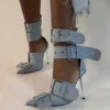 Buckled Design Striking Pointed Toe Heels