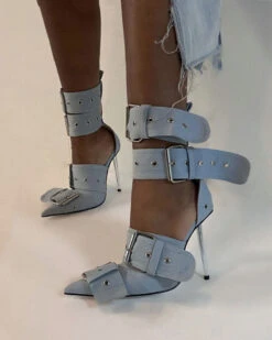Buckled Design Striking Pointed Toe Heels
